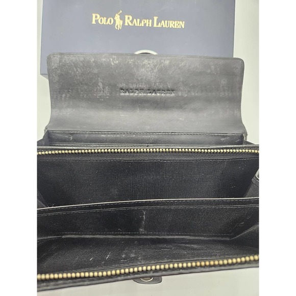 Polo Ralph Lauren Women's Black Leather Bi Fold Wallet Clutch Snap Closure - Picture 7 of 9
